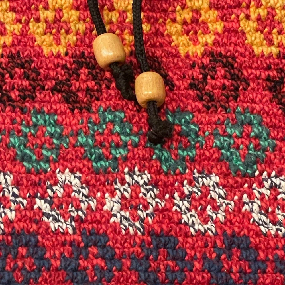 Women's Thick Crochet Knit Colorful Barrel Crossbody Bag - Picture 2 of 16